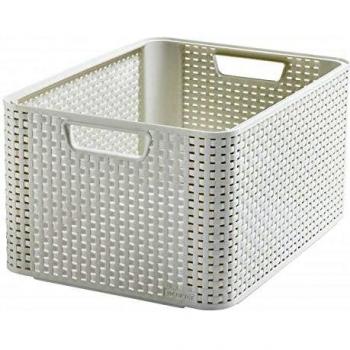 Caja de almacenamiento Curver Rattan Style L 43,6x33x23cm color crema