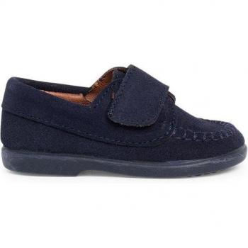 Mocasines de niño de piel serraje con tira adherente