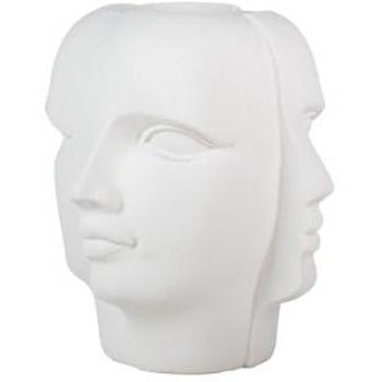 Macetero Caras de Poliresina Blanco Alta Calidad 68x68x69 cm