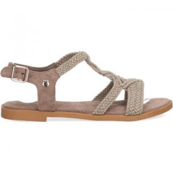 Sandalia plana Etika Serradal taupe mujer, sandalias de mujer, modelo 10021, color taupe