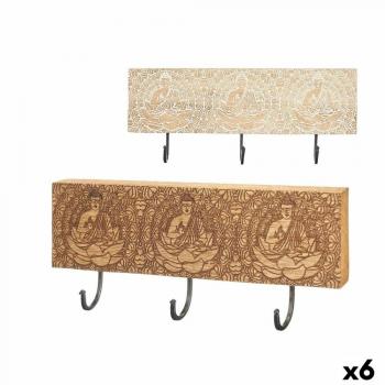 Perchero de Pared Madera de Mango Buda 38 x 16 x 5 cm (6 Unidades)