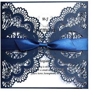 JinSu 20PCs Tarjetas de Boda, Corte con Laser Invitaciones Boda con Papel Imprimible y Sobres,para Bodas, Aniversario, Fiesta de cumpleaños, Celebraciones y más