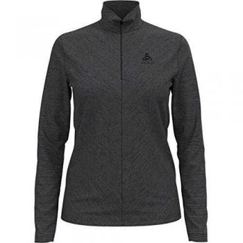 Odlo Women's Roy 1/2 Zip Midlayer - Shale Grey with Black Stripes