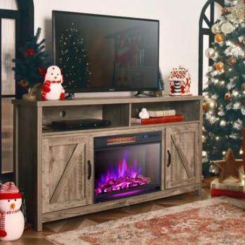 25-Inch Electric Freestanding & Recessed Fireplace with Remote