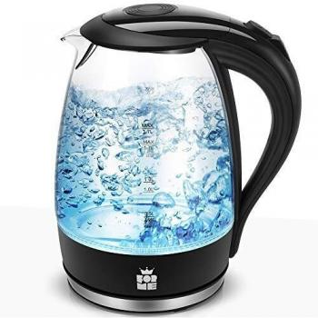 ForMe Hervidor Eléctricos de Vidrio Agua 1,7 I Azul LED Iluminación Tetera Borosilicato I Cristal Hervidora I Desconexión automática I Filtro Antical I Acero Inoxidable I 2200W I Libre de BPA