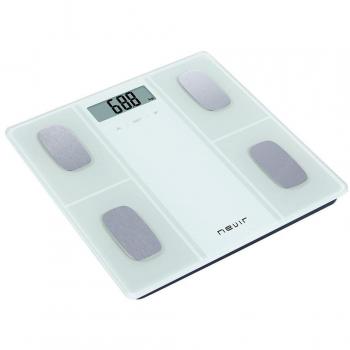 Báscula de Baño Digital Nevir NVR-3350BBF con Análisis Corporal y Superficie de Cristal
