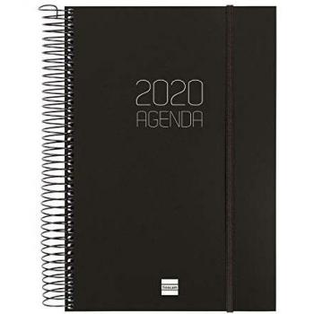 Finocam - Agenda 2020 1 día página Espiral Opaque Negro catalán