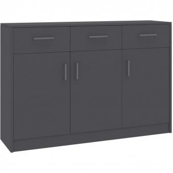 Aparador de madera contrachapada 110x30x75cm en color gris, mueble de almacenaje para salón, buffet, armario auxiliar y armario de almacenamiento