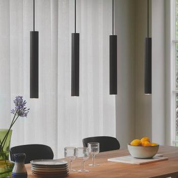 Lámpara Colgante Vico de Metal Negro, 4 Luces, Larga