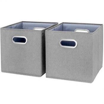 TYEERS 2 Paquetes Cubos de Almacenamiento Plegables con Doble Asa, Cestas de Almacenamiento de Tela de Catiónico Lavable, Cajas Organizadores de Almacenaje para Juguetes, Ropa y Libros, etc. - Gris