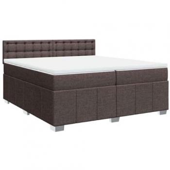 Cama box spring con colchón de tela marrón oscuro 200x200 cm