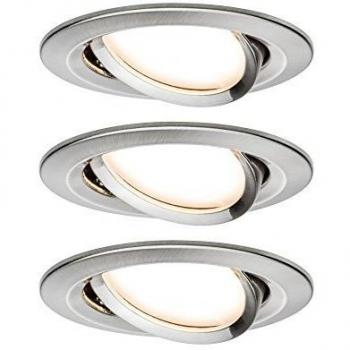 Set de 3 Lámparas Empotradas LED Coin Slim, Inclinables, Atenuables, 6W, 2700K, Redondas, Hierro Cepillado