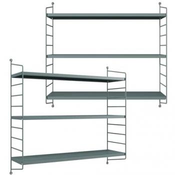 Juego de 2 Estanterías de Pared Strängnäs Acero Duradero 50x60x15 cm con 3 Niveles - Azul Grisáceo