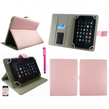 Emartbuy® Hot Rosa Stylus + Rango Universal Baby Rosa Cubierta La Caja La Carpeta Multiángulo Ejecutivo Folio Case Carcasa Funda Con Ranuras Para Tarjetas Acuadas Para TrekStor Surftab Ventos 7.0 HD Tablet