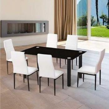 Conjunto de Comedor Emi 1 Mesa + 6 Sillas Blancas