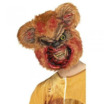 Smiffy'S 46992 Máscara De Osito De Peluche Zombi, Marrón, Tamaño Único , color/modelo surtido