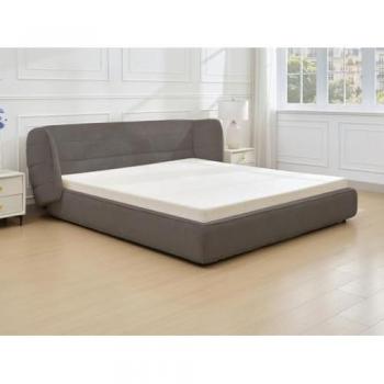 Cama de 160 x 200 cm con cabecero curvado - Tela de rizo - Gris + Colchón LARUMO de Maison Céphy
