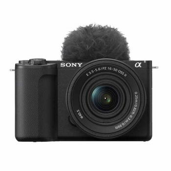 Cámara Sony Alpha ZV-E10 II con lente 16-50mm, sensor APS-C de 24.2 MP, grabación en 4K a 30fps, enfoque automático rápido con Eye AF, pantalla táctil abatible