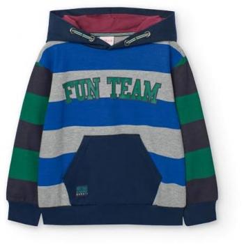Sudadera de niño Boboli a rayas con capucha y bolsillo canguro