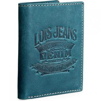 Cartera de Piel Lois para Hombre 201717 Azul - 10x8 cm - Billetera con Compartimento para Tarjetas y Monedero