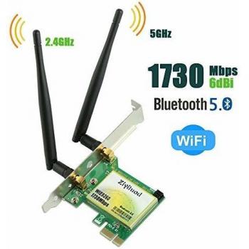 Ziyituod Tarjeta WiFi PCIe, Adaptador de Red inalámbrico PCI Express 1730Mbps Bluetooth 5.0, Tarjeta Wi-Fi de Doble Banda Tarjeta inalámbrica PCI-e de 2,4 GHz / 5 GHz para Escritorio