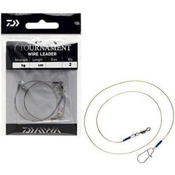 Daiwa - Tournament Wire Leader 20 cm, Color Green Sleeve, Talla 17 Kg - Black Sleeve