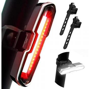 DONPEREGRINO B4 - Luz Trasera Bicicleta Potente LED Roja/Blanca, Luz Bici Recargable e Impermeable con 5 Modos Fijos e Intermitentes