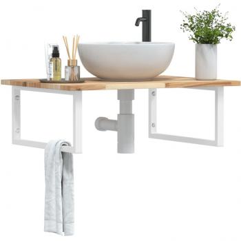 Estante de lavabo de pared acero y madera maciza de acacia Vidaxl Marrón
