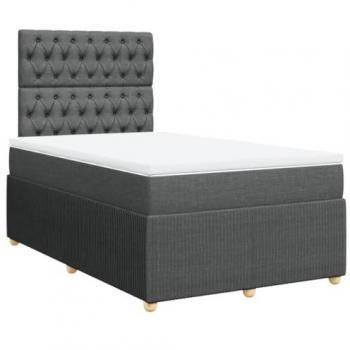 Cama box spring con colchón tela gris oscuro 120x200 cm