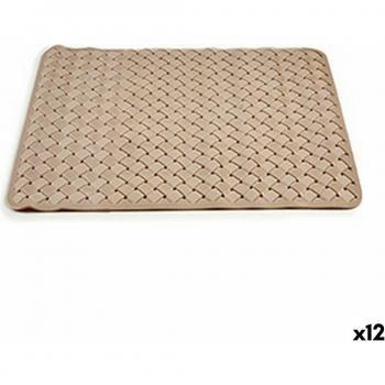 Alfombra de baño trenzada beige PVC (0,03 x 50 x 50 cm) (12 unidades)