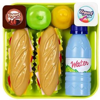 Set de Sandwiches en Bandeja Ecoiffier 100% Chef con 2 Sandwiches, Yogures, Frutas y Botella de Agua
