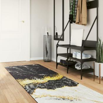 Alfombra lavable antideslizante multicolor 80x300 cm en colores negro, gris y dorado, beige y dorado, para sala de estar, dormitorio y salón