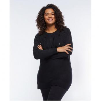 Jersey de mujer con elaboración de rombos y bordado de lentejuelas