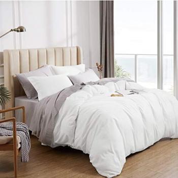 Bedsure Funda Nórdica Cama 150 - Funda Edredon Cama 135 Lisa Suave, Ropa de Cama 220x230 cm con 2 Fundas Almohadas 40x75 cm, 3 Piezas, Blanca