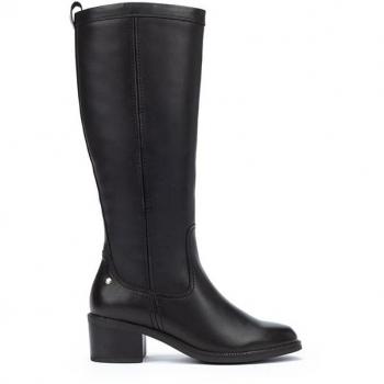 Bacarot W2D-9640 Leather Women's Knee High Boots - Colour: Black