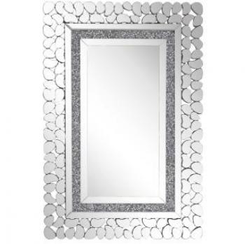 Espejo colgante de pared rectangular plateado 90x60 cm estilo moderno glamour Pabu