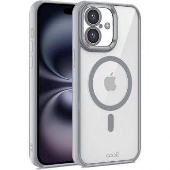 Funda Magnética Transparente con Borde Plateado para iPhone 16