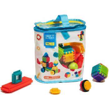 Seek'O Blocks Set de Construcción, 50 Piezas en Bolsa, Bloques de Plástico PVC