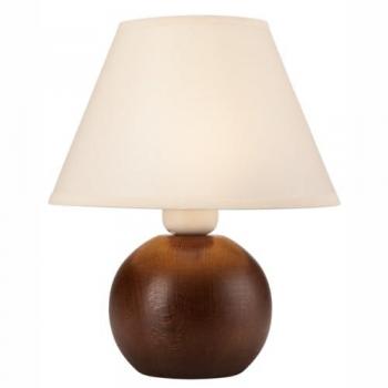 Lámpara de Mesa Ball EPIKASA, Acero y Madera, Tejido Marrón, 24x24x19 cm