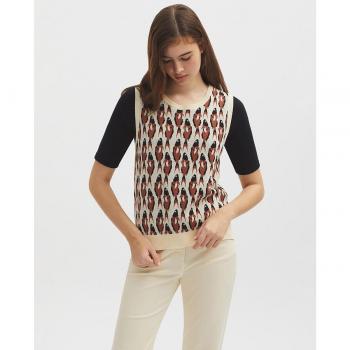 Nice Things Chaleco Mujer Jacquard Peces