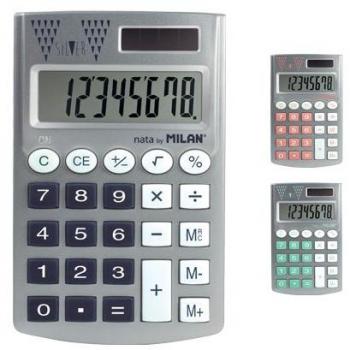 Calculadora Pocket Silver MILAN 8 dígitos, diseño compacto y portátil, colores surtidos