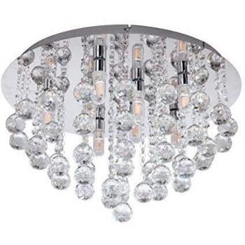 Plafón LED Almonte con colgante, 50 cm, IP44, G9, 360 lm, cromado