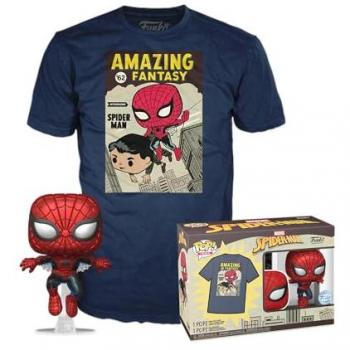 Funko Pop! & Tee: Spider-Man Comic Cover Metallic Set - XL Collectible Figure and T-Shirt for Adults