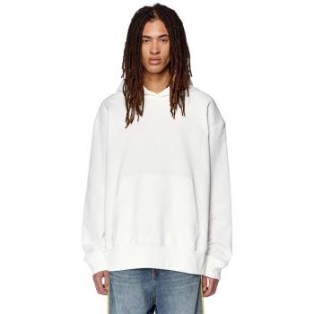 Diesel Men's White XL Embroidered Logo Cotton Hoodie