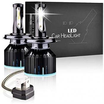 LTPAG Bombilla H4 LED Coche, 2pcs 72W Lampara H4 LED 12V/24V Luces LED Coche H4, 12000LM Faros Reemplazo de Halógena y Kit Xenón H4, Blanco 6000K, Garantía de 2 años