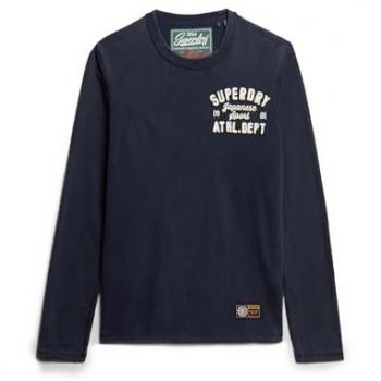 Camiseta de Manga Larga Vintage Athletic para Hombre en Color Marino, Talla XL, Algodón Casual