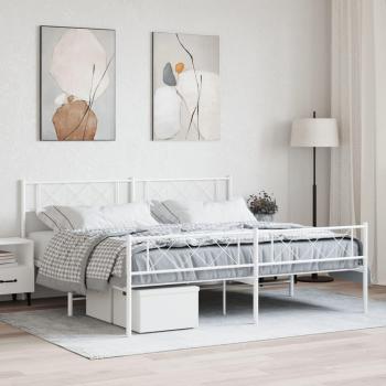 Cama Metal Blanco con Cabecero y Pediatría 180x200 cm