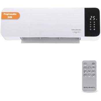 Calefactor de Pared Cerámico Grunkel CF-2000W 2000W con Termostato Ajustable, Temporizador 8H, Mando a Distancia y Sensor de Ventana Abierta