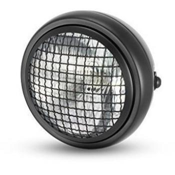 Motociclismo Negro 6 Faro con Malla Rejilla H4 55W para Proyecto Bicicleta, Café Corredor, Motocicleta