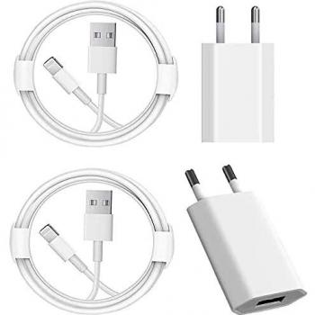 Cargador rapido iPhone,[Apple MFi Certificado]2pac USB Cargador rapido con 1M Cable rapido Lightning ,Unique Secure Compatible con iPhone 12/11/11 Pro /MAX XR XS MAX X